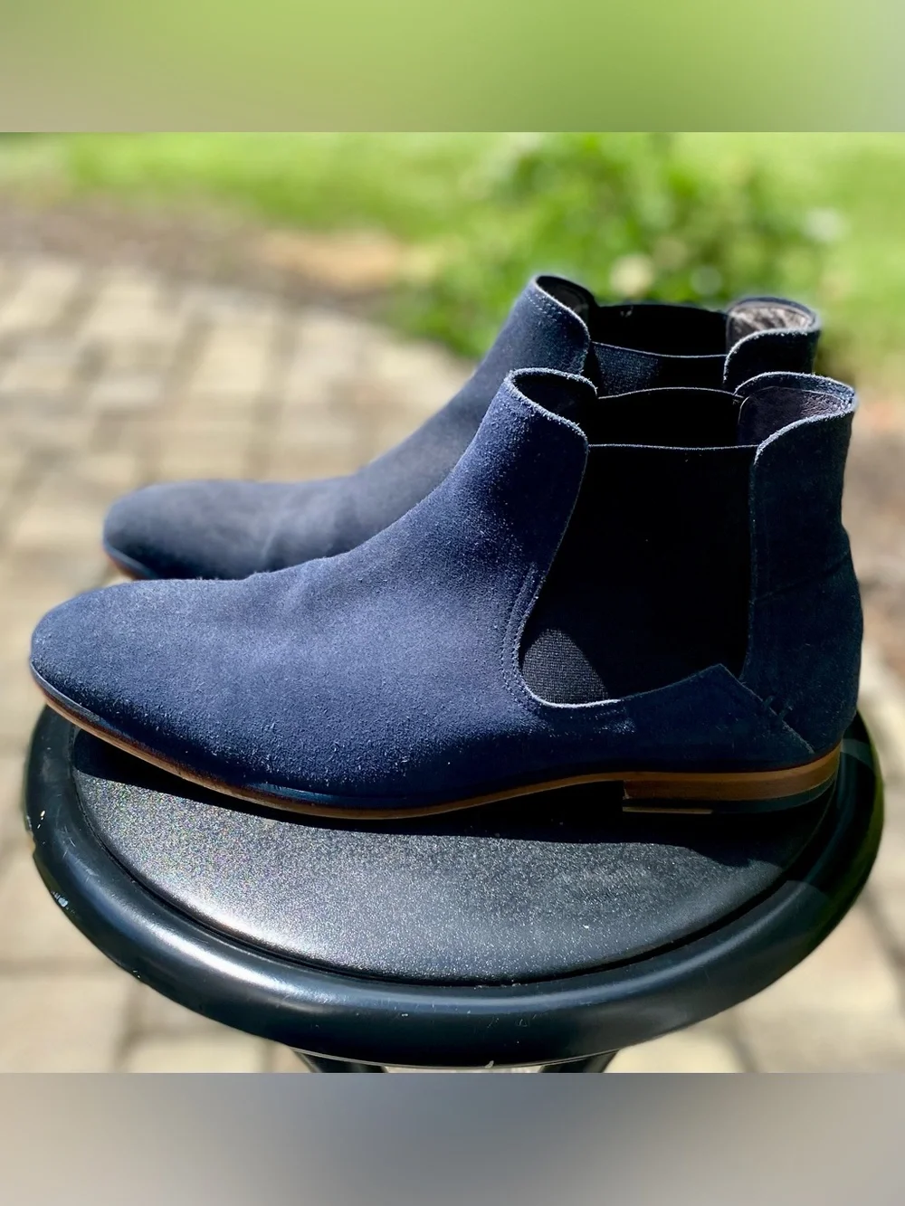 Blue Manfield Suede Chelsea Boots